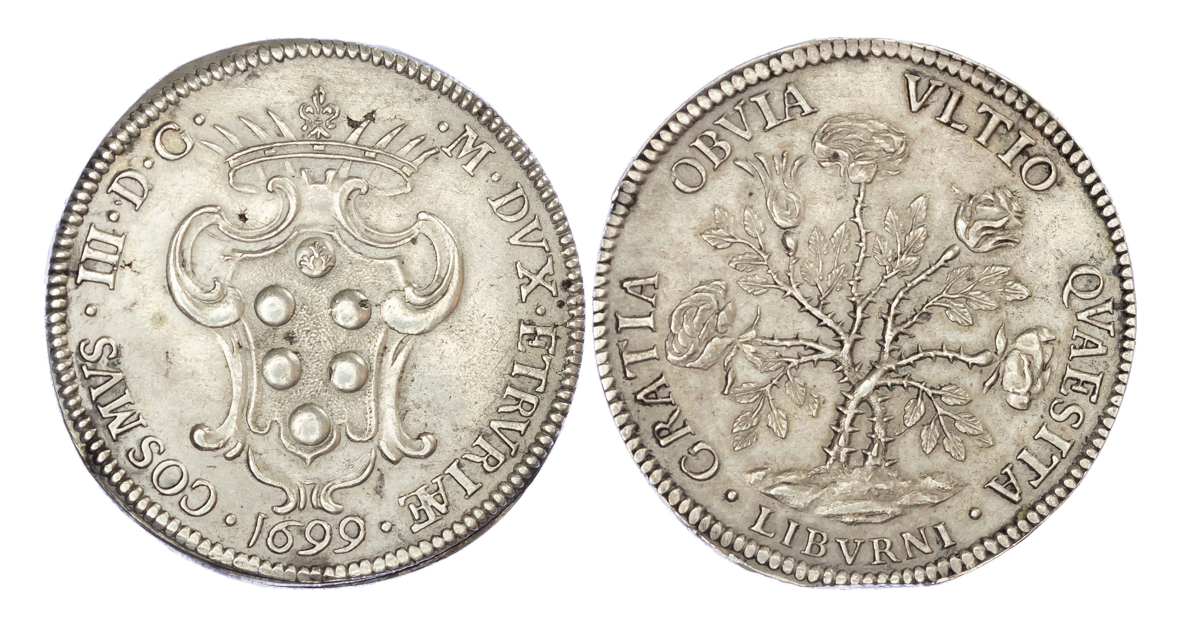 Italy, Livorno, Cosimo III de' Medici (1670-1723), silver Pezza della Rosa, 1699