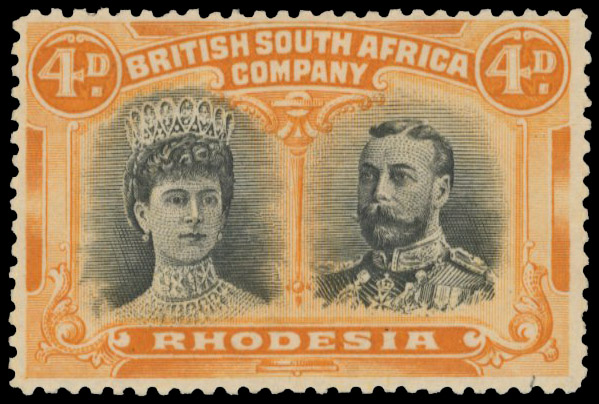 4d grey-black and orange RSC A, position 3 'Z' flaw mint