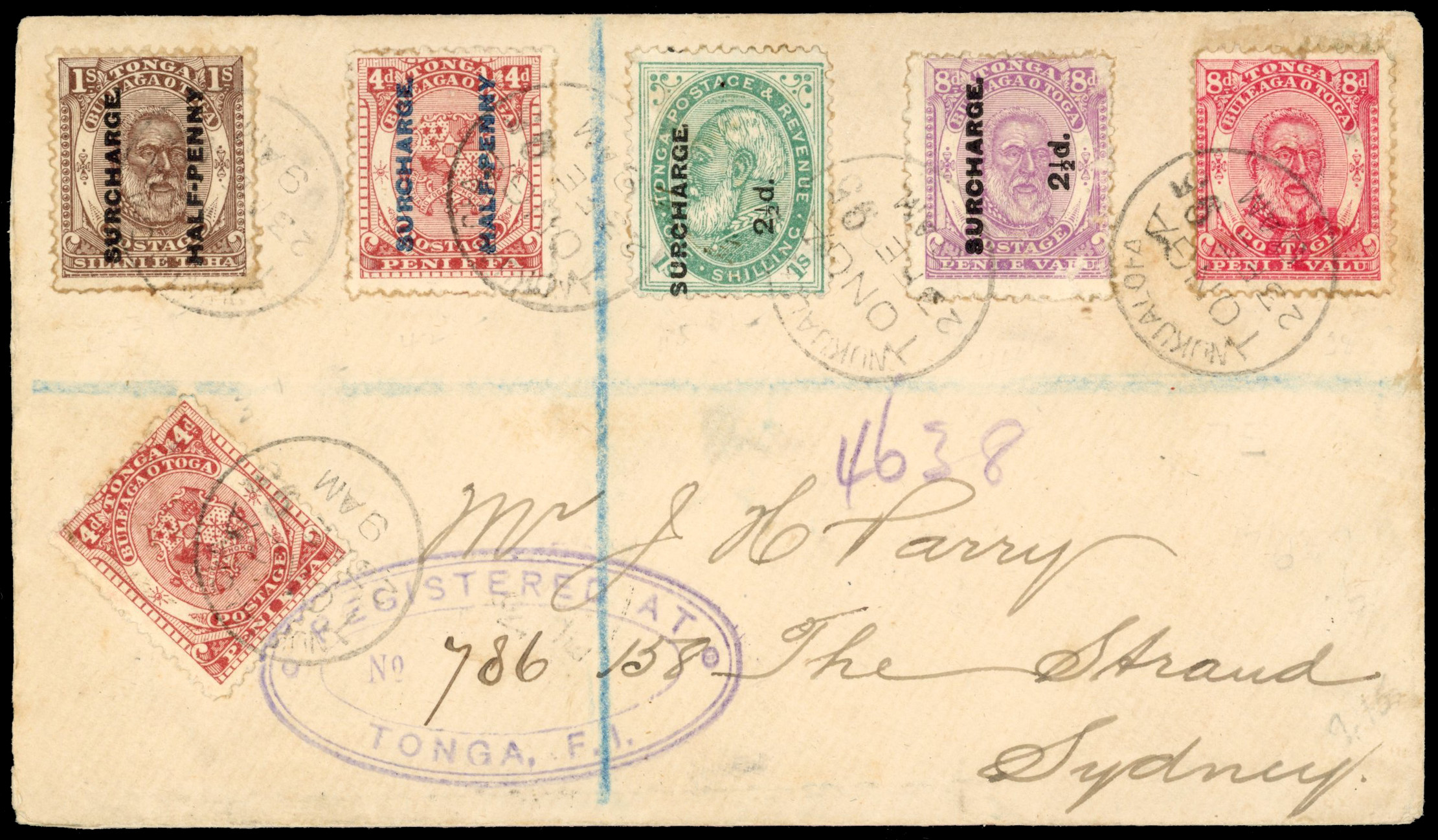Tonga 1895 registered cover