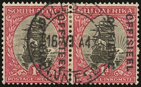 SOUTH AFRICA SG O13cw 1930-47 Set 6 1d mispl opt pair used