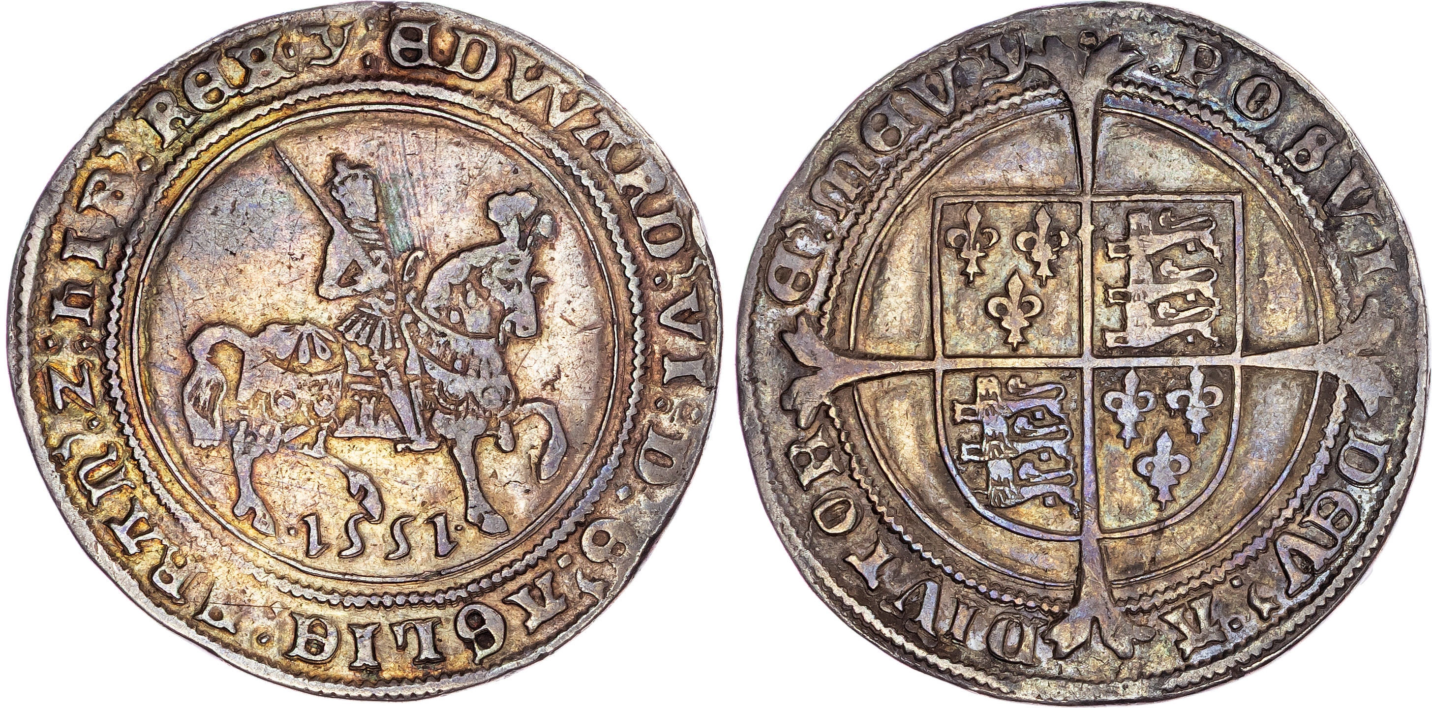 Edward VI (1547‐1553), AR Halfcrown, 1551, Third Period, Fine Silver Issue (1551‐3), mm. Y.