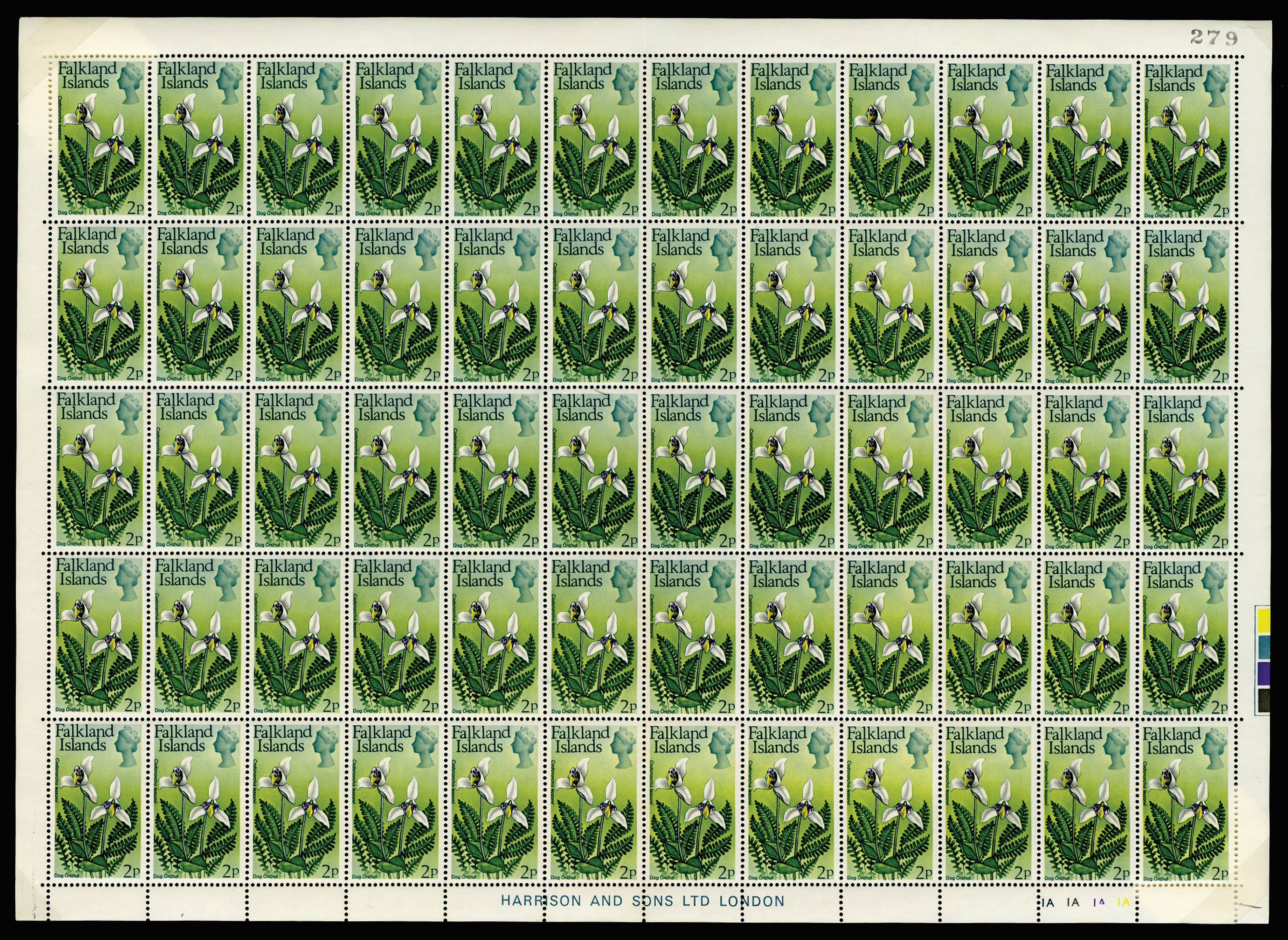 FALKLAND ISLANDS SG279 1972 FLOWERS 2p COMPLETE SHEET