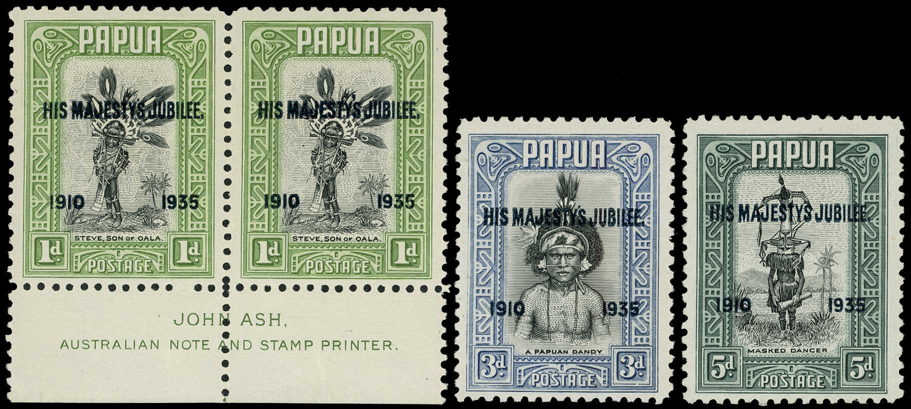 1935 Silver Jubilee 1d bottom marginal 'JOHN...