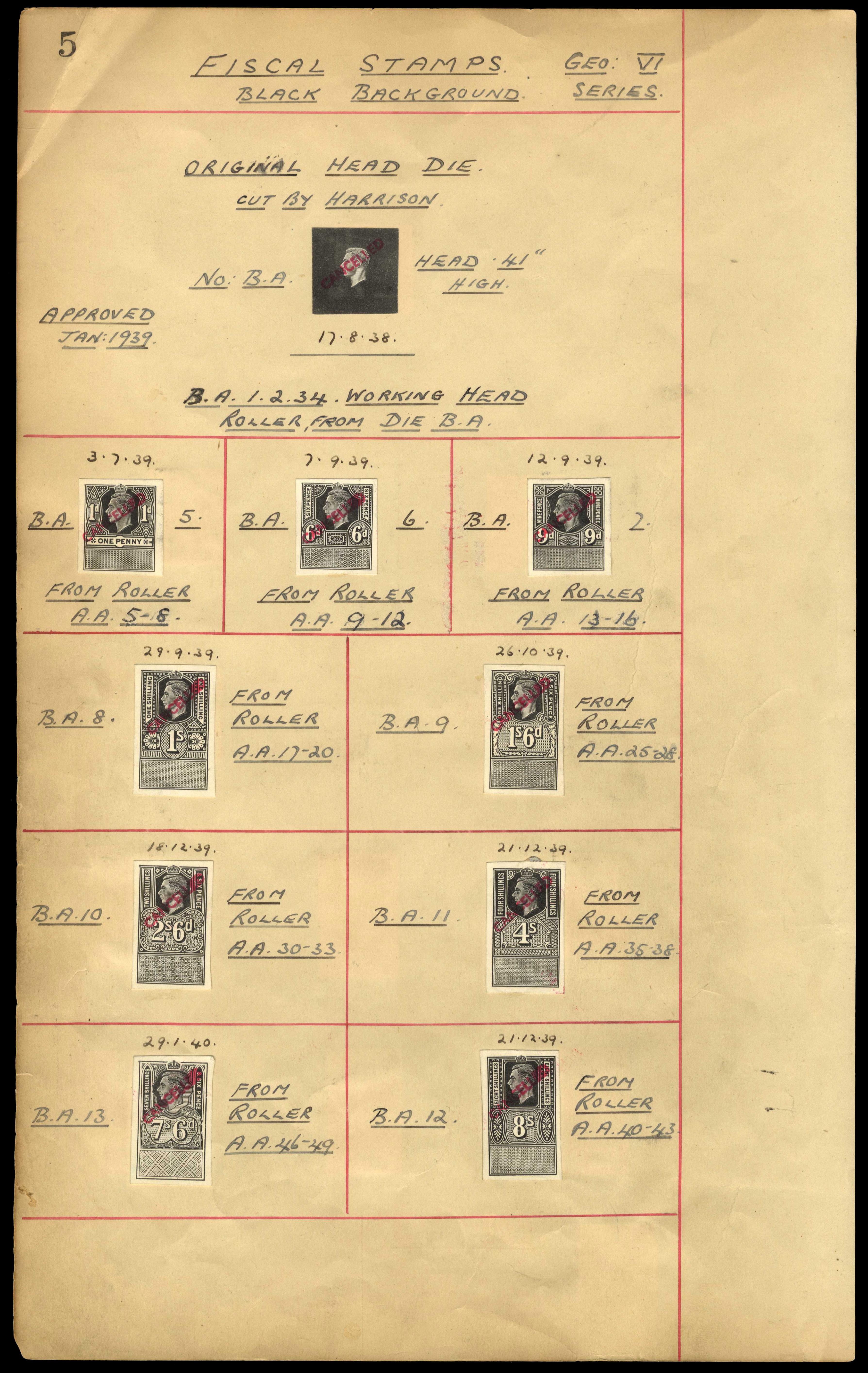 GB KGVI unappropriated Dies COMPLETE set of die proofs unique Royal Mint