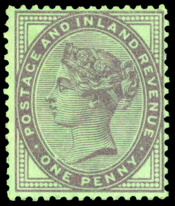 1881 1d Lilac (Die II) Colour Trial on coloured paper purple on green