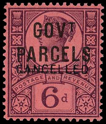 Government Parcels. 1887 6d purple on...