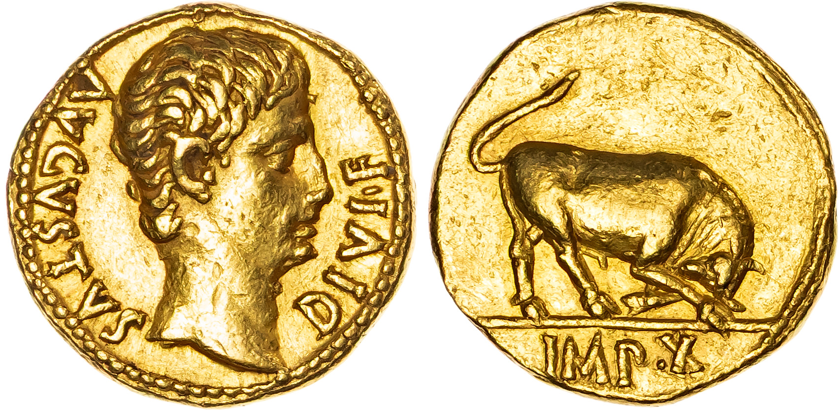 Augustus (27 BC-AD 14) AV Aureus, Lugdunum, c. 15-12 BC, 7.84g.