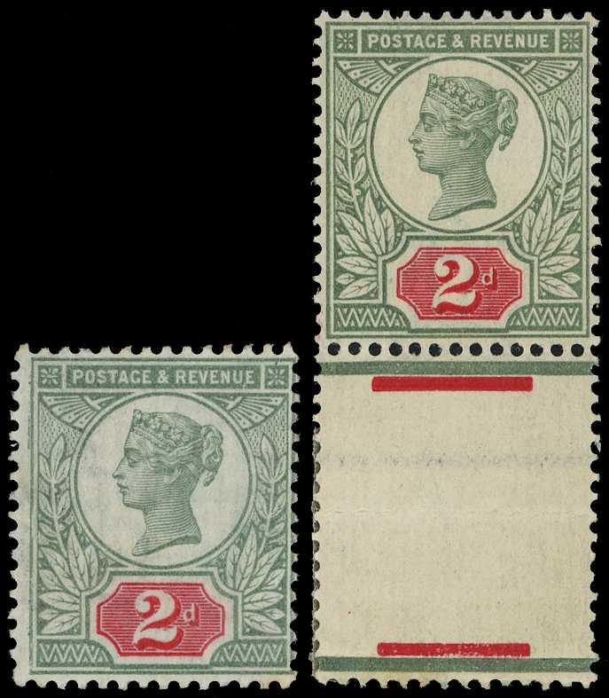 1887 2d grey-green and carmine unmounted...