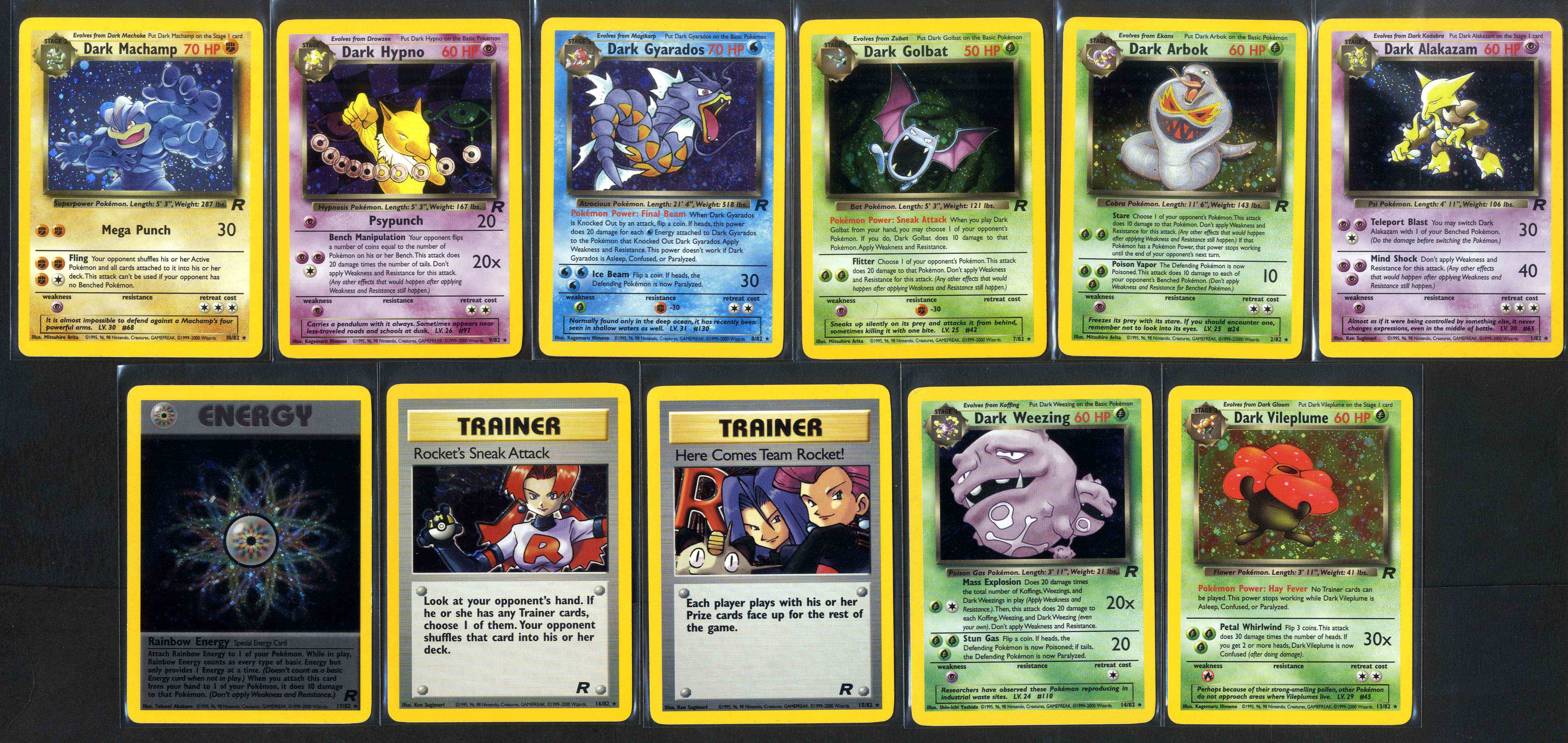 Team Rocket 1999 - Partial Complete set - 11 Holos, 59 non-holo