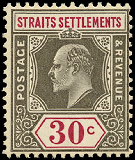 1904-10 30c grey and carmine, wmk MCA, chalk-surfaced...