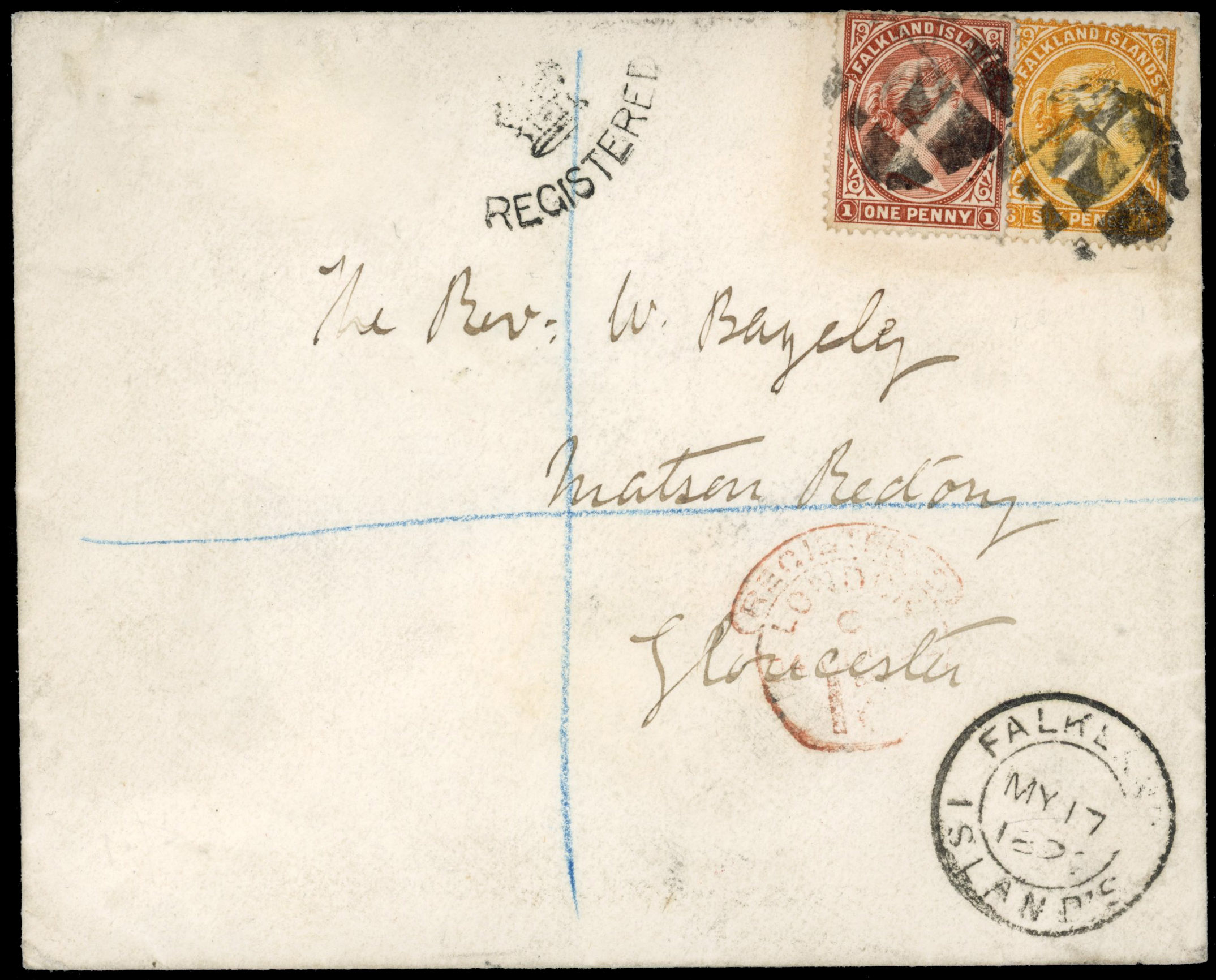 Falkland Islands SG 18a, 33 on registered cover to UK