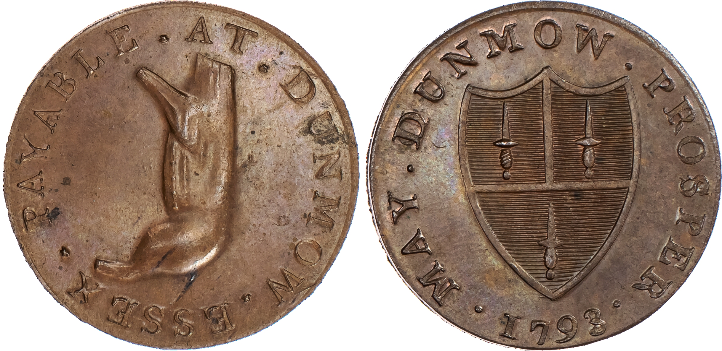 Dunmow, Spence’s Halfpenny 1793, another...