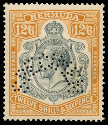 1924-32 12s6d grey and orange, Script wmk, variety...