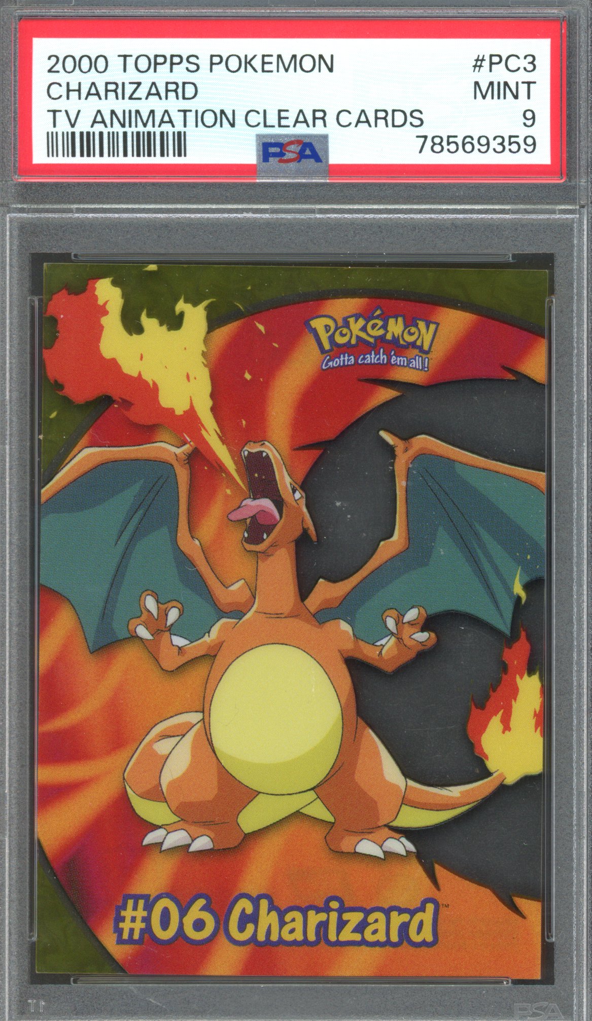Pokémon Topps - PSA 9 Charizard - TV Animation Clear Card