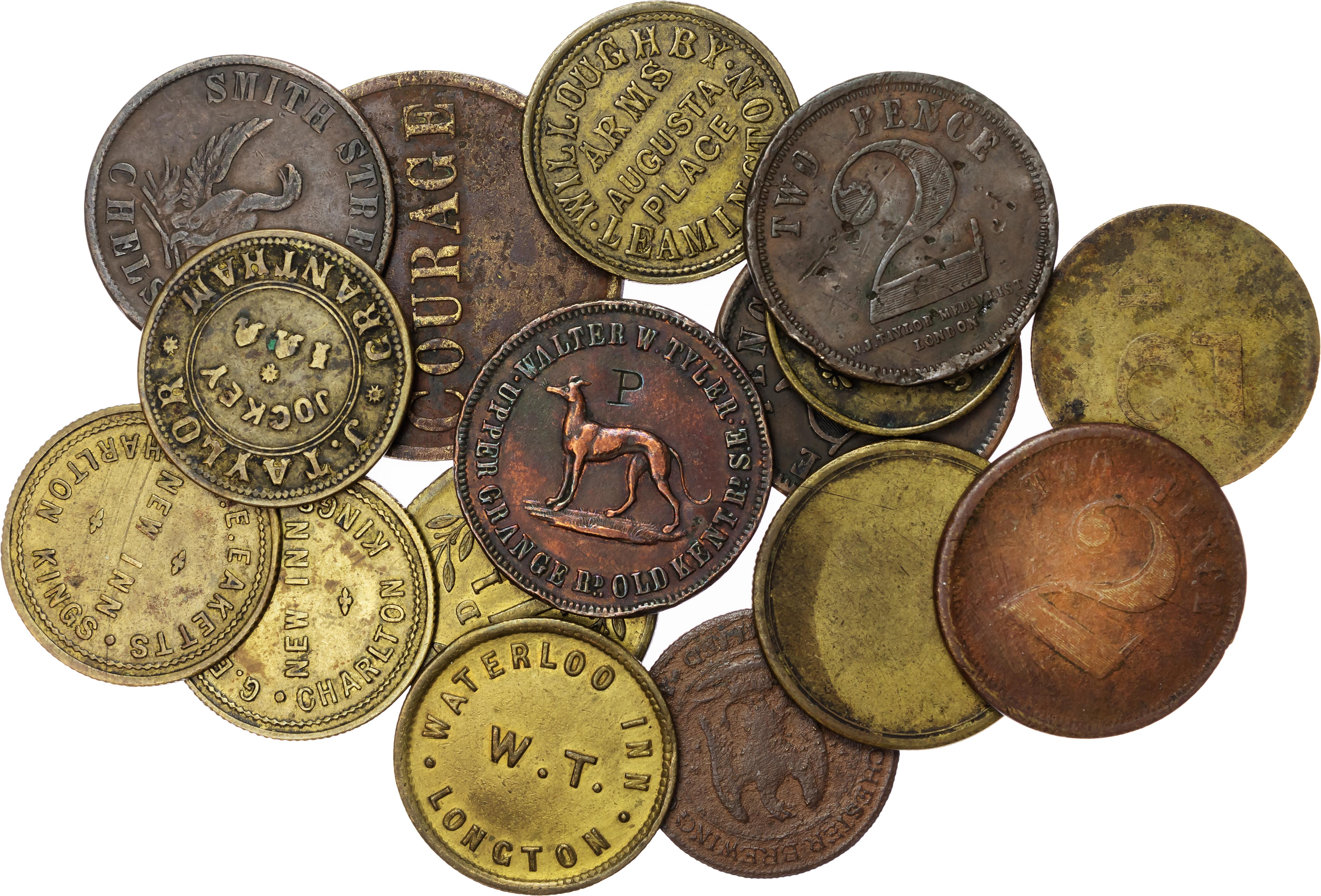 Essex. Colchester , Colchester Brewing Company Ltd. 2d. 25mm. (Eagle) fair; Glos. Charlton Kings, New Inn 3d.,…