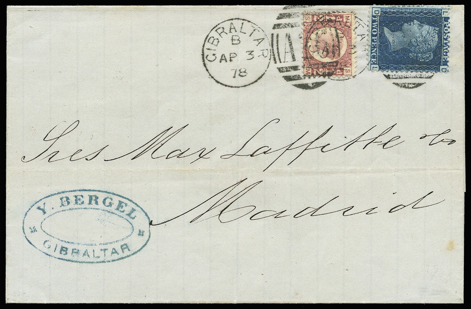 1878 (AP 3) wrapper to Madrid, Laffitte correspondence,...