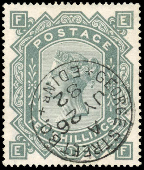 GB 1867-80 10s greenish grey on white paper, fine used. SG 128