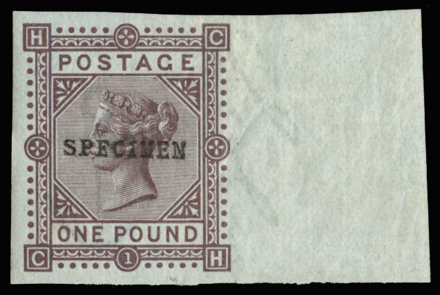 GB SG132var 1883 £1 Brown lilac Pl.1 (blued paper)  SPECIMEN