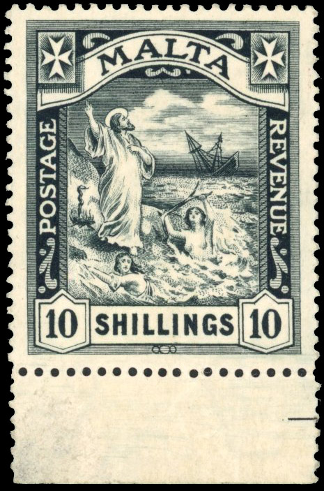 Malta SG 96 1919 10s watermark MCA mint