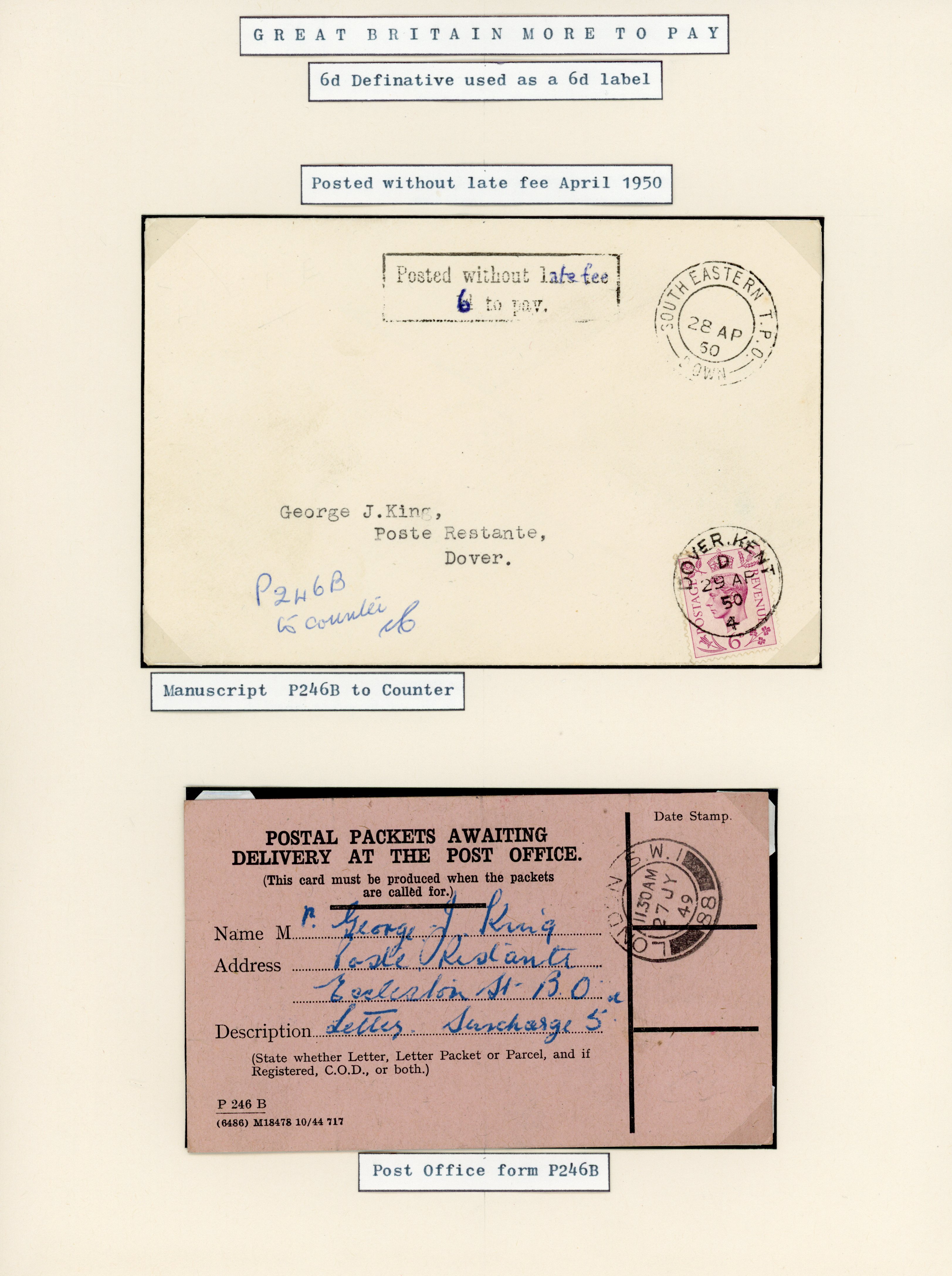 GB 1950 Postage Due cover