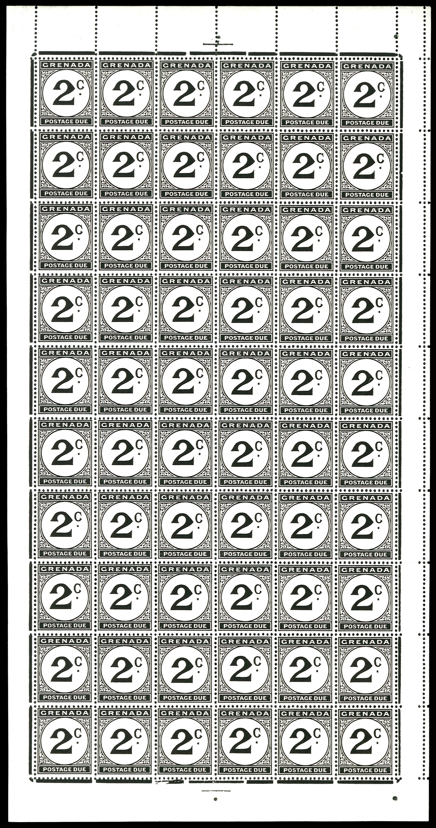 Postage Due. 1952 2c black, folded complete sheet...