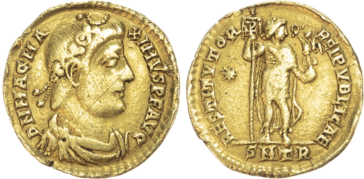 Magnus Maximus (AD 383-388), AV Solidus, Trier, AD 383-384, 4.27g. 