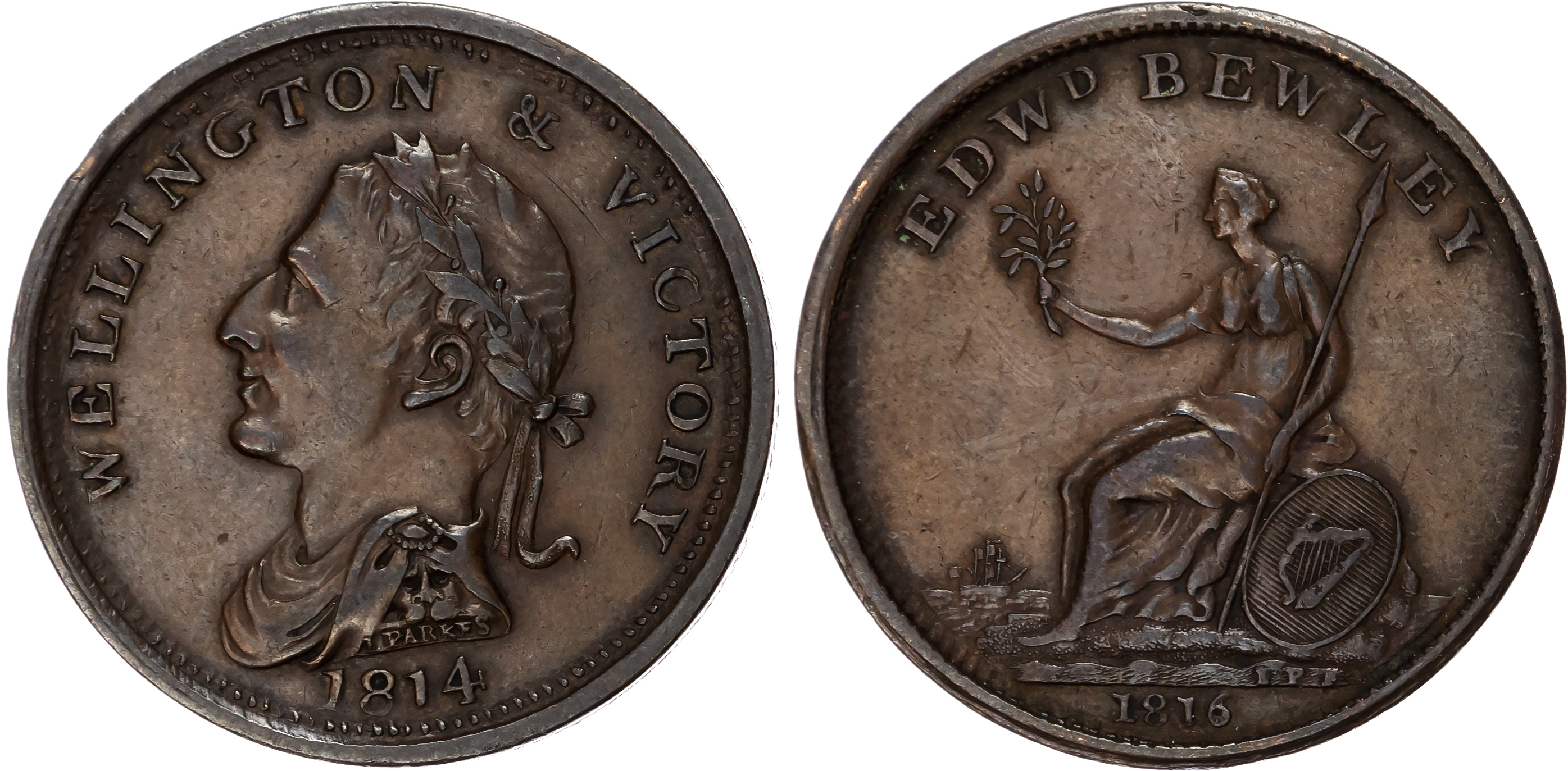 Lot of Irish 19th. century tokens - Pennies (7); Halfpennies (3). Generally, Very Fine or better and to…