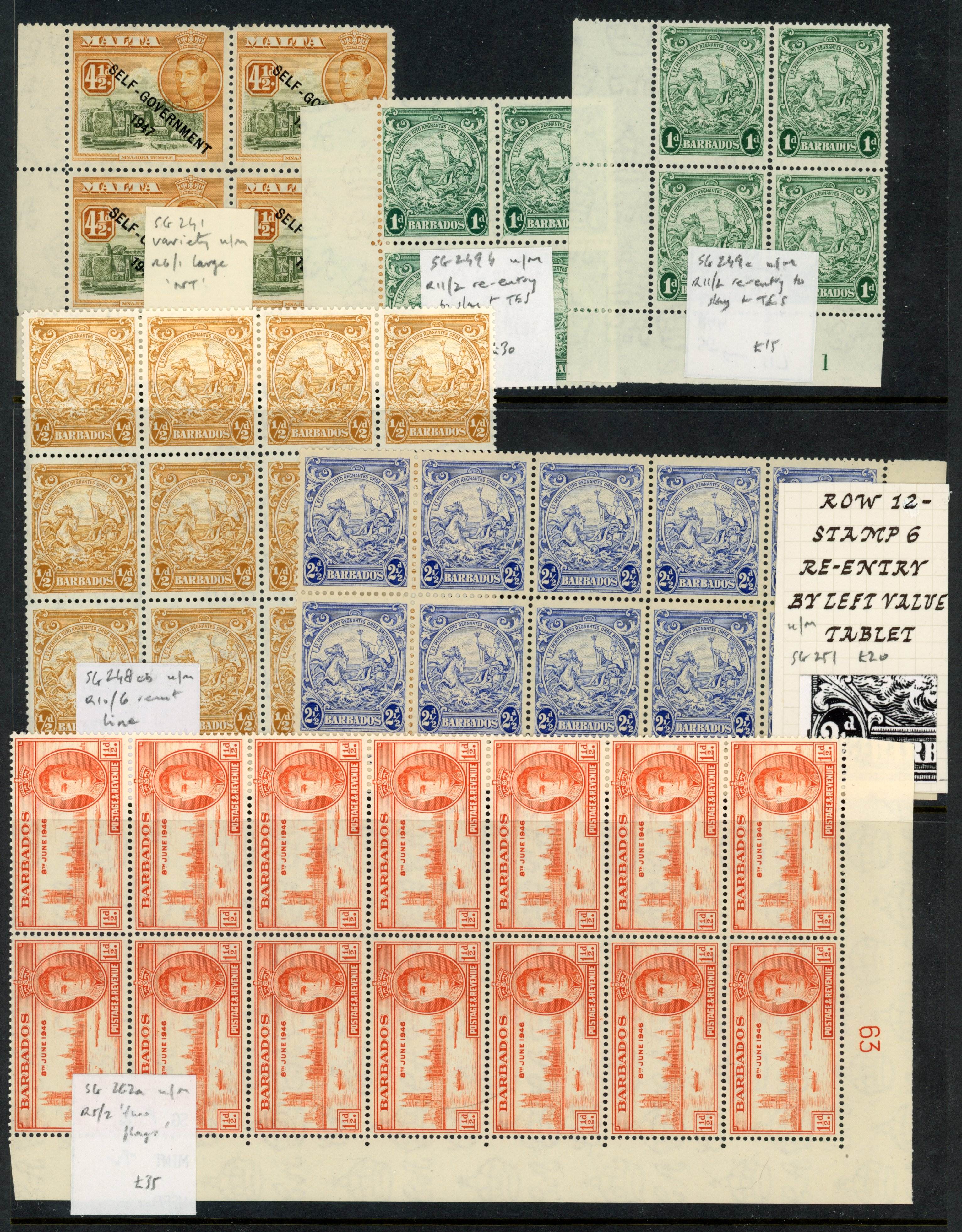 British Commonwealth KGVI mint selection of small plate varieties arranged on Hagner sheets