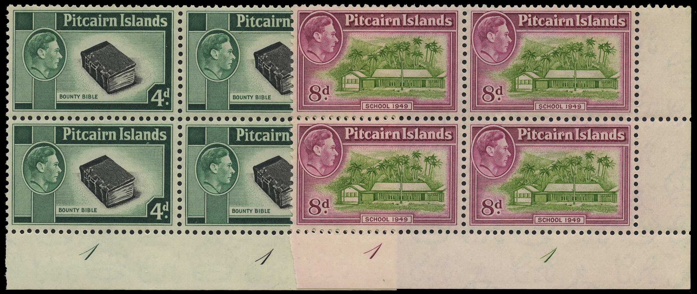 1951 4d and 8d, fie unmounted o.g. Plate...