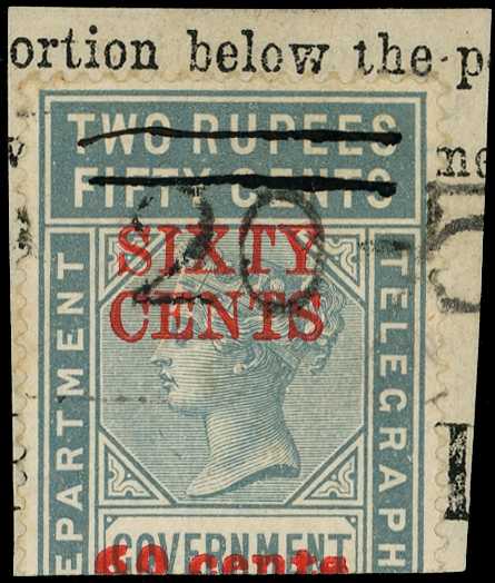 Telegraph: 1882-94 60ct on 2r50 grey, type...