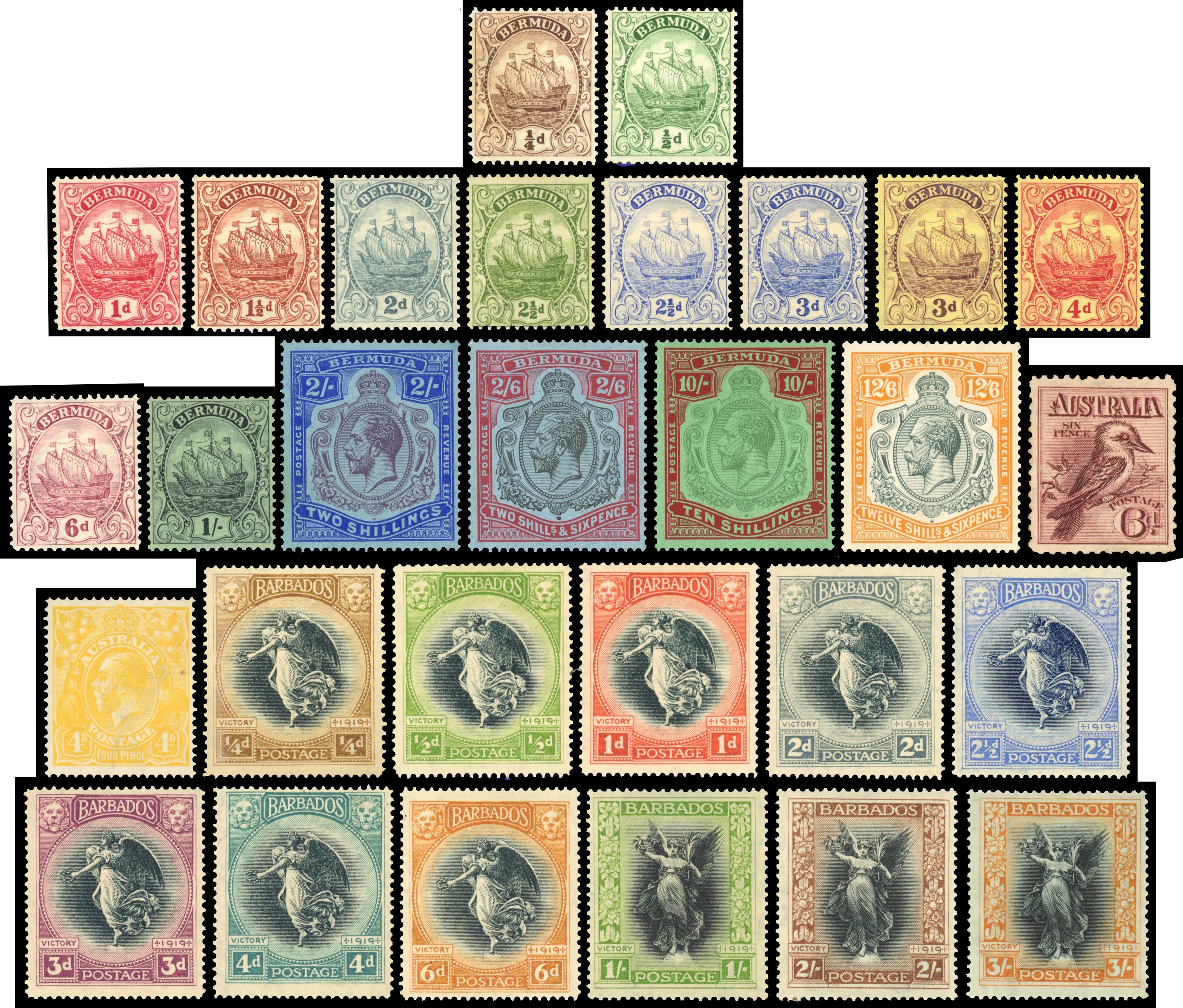 Mint selection arranged on stockcards 