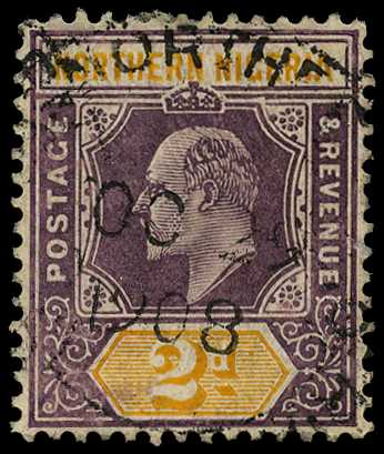 1907 2d dull purple on yellow chalky paper,...