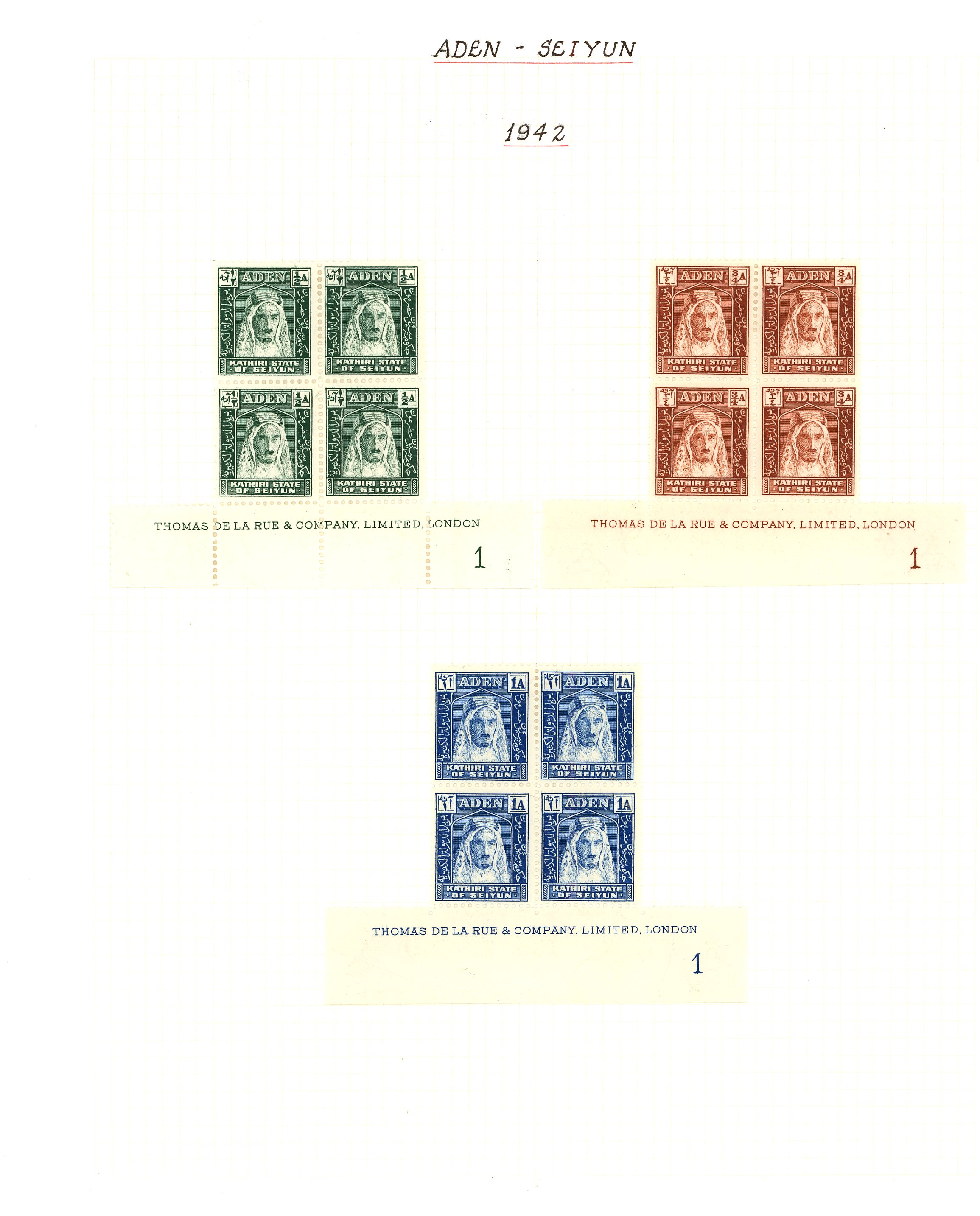 Aden States KG VI blocks mint