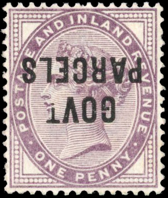 GB SG O69c Government Parcels 1890 1d overprint inverted mint