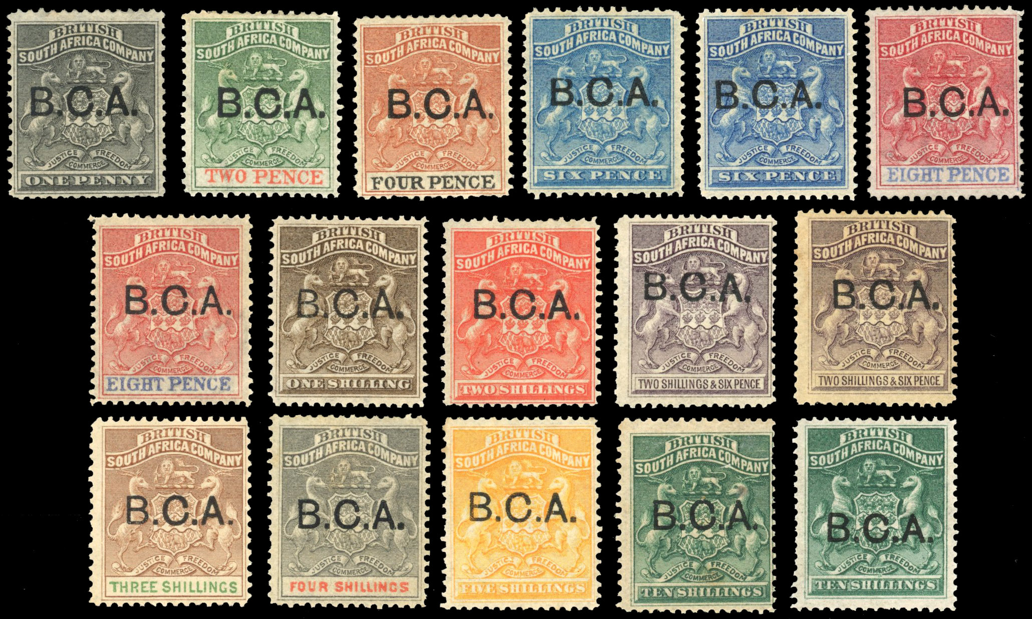 Nyasaland SG 1-13 1891 set to 10/- mint