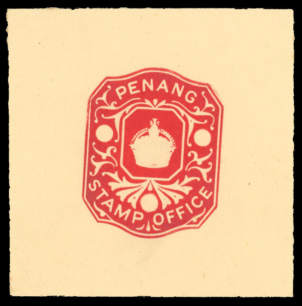 Penang Stamp Office c1938 embossed Die Proof in red
