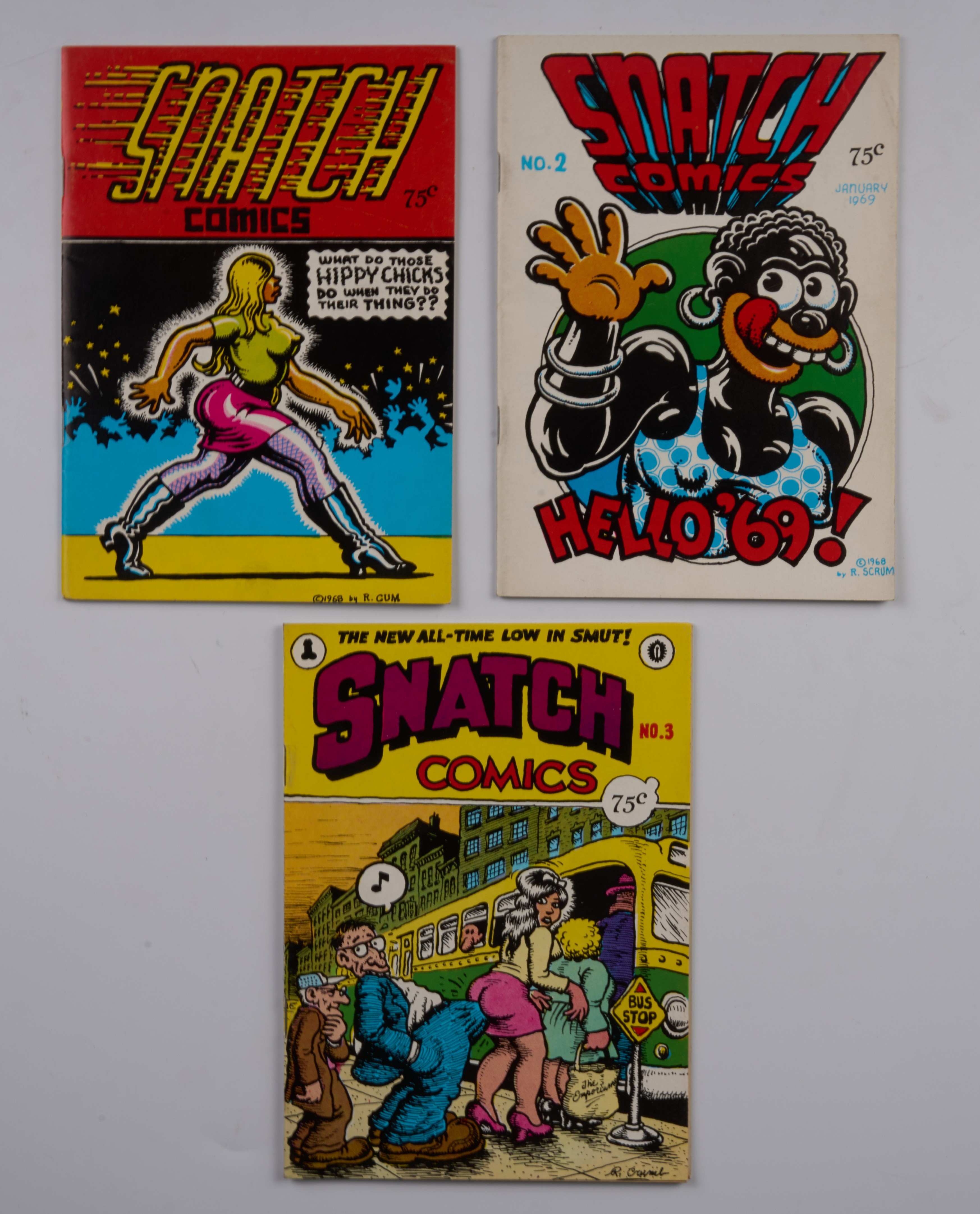 Snatch Comics #1-#3 by Robert Crumb (Apex Novelties, 1973)
