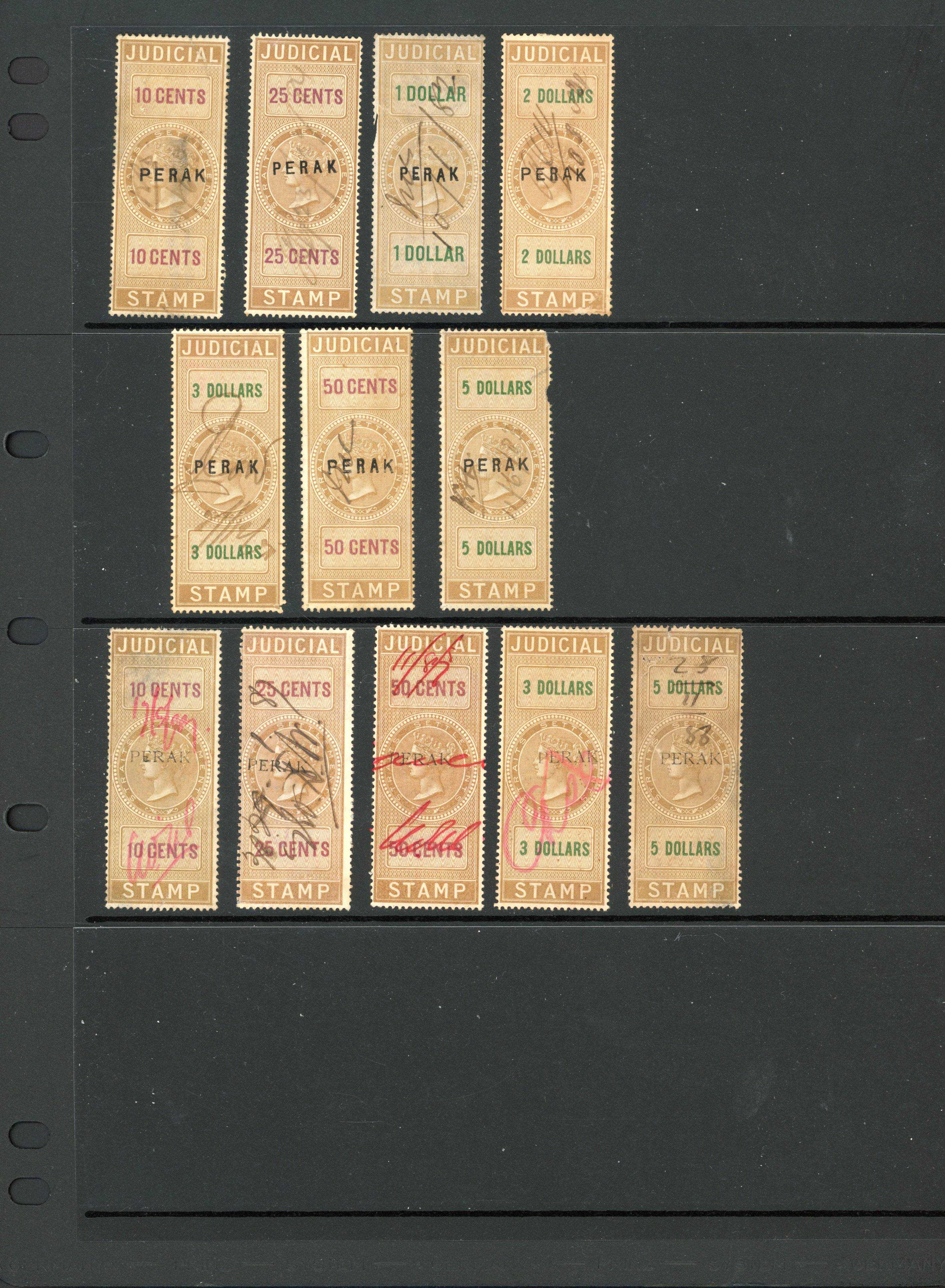 Perak Judicial 1882-8 complete sets of the first two types used