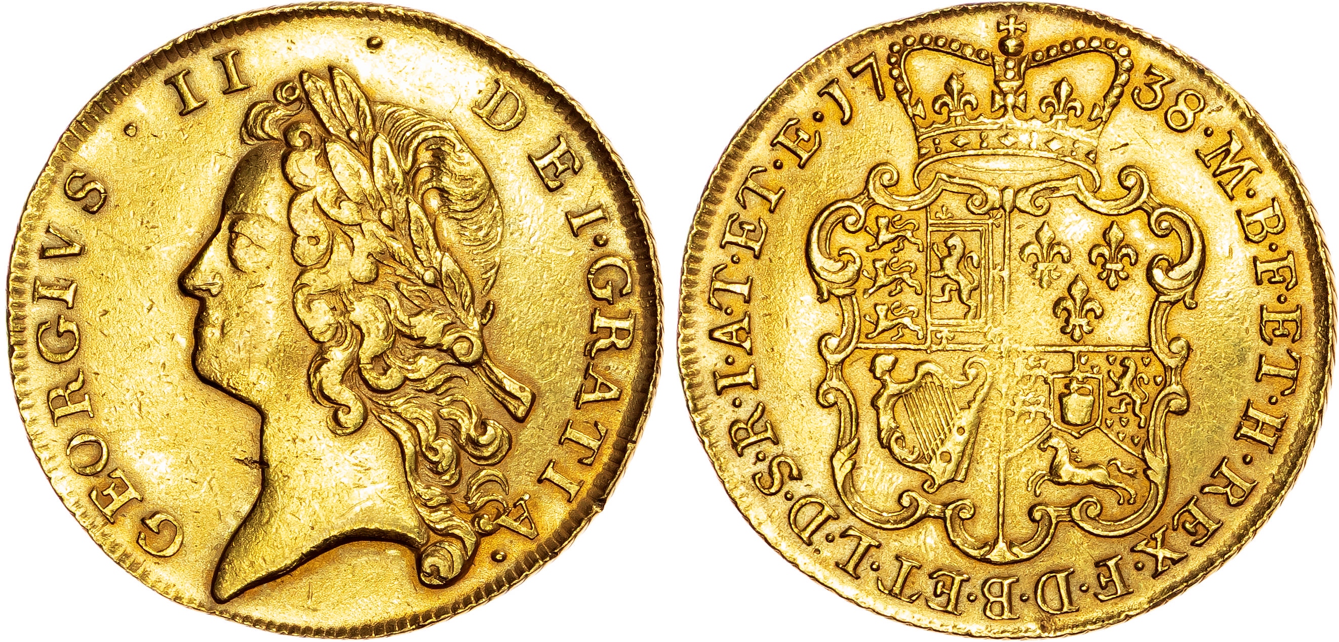 George II (1727-1760), AV Two Guineas, 1738.