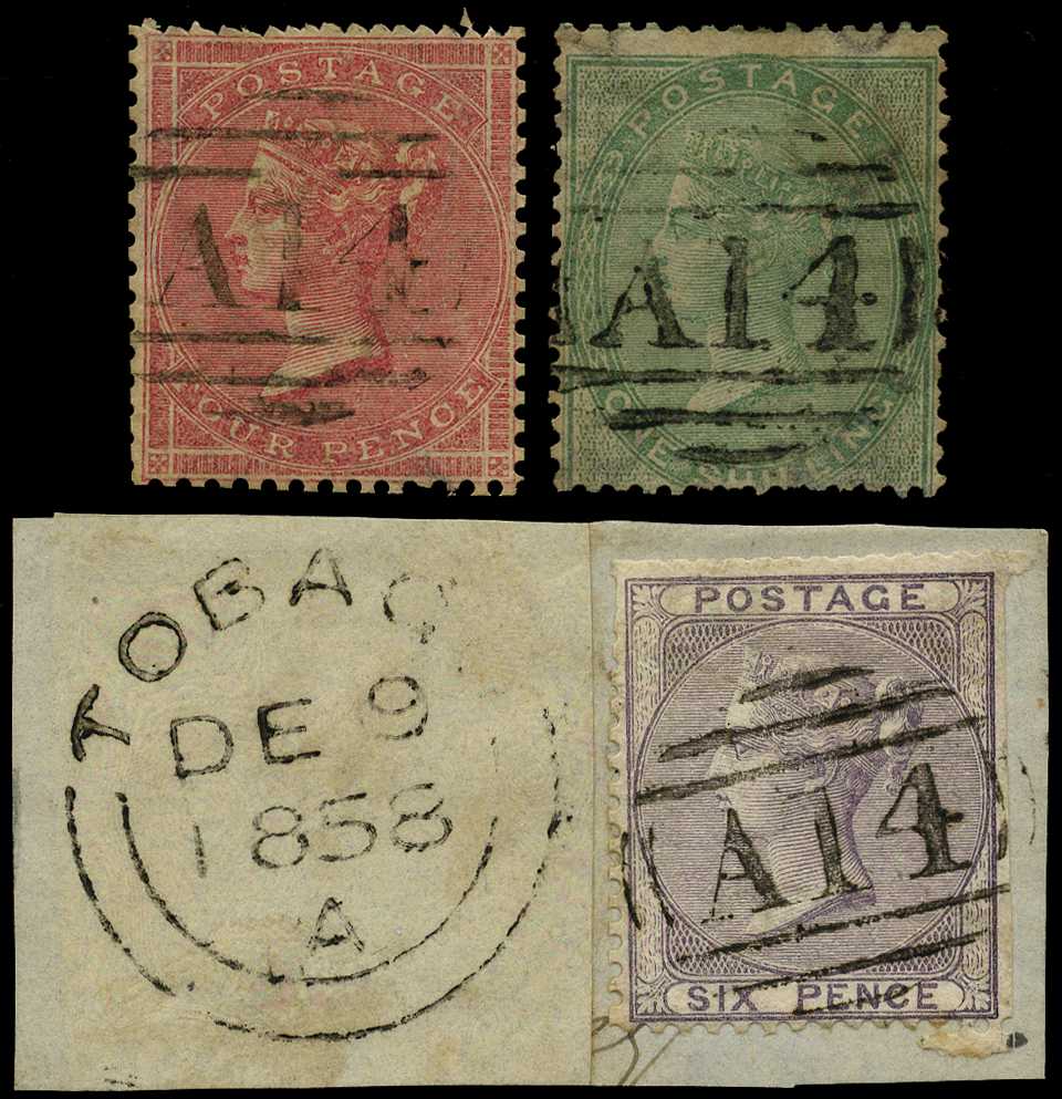 GB USED ABROAD: 1856-57 trio of values...