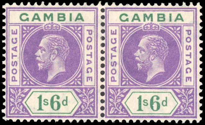 Gambia 1912-22 1s6d variety Split A