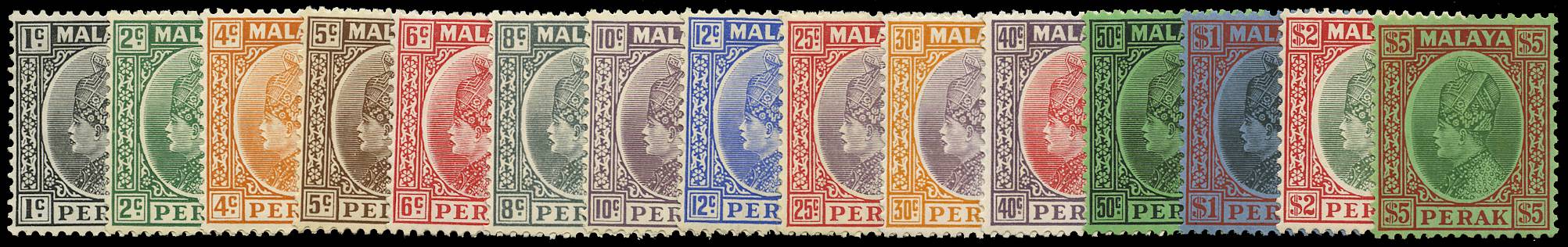 MALAYA PERAK SG 88/102 1935-37 SET OF 15 TO $5 LPOG