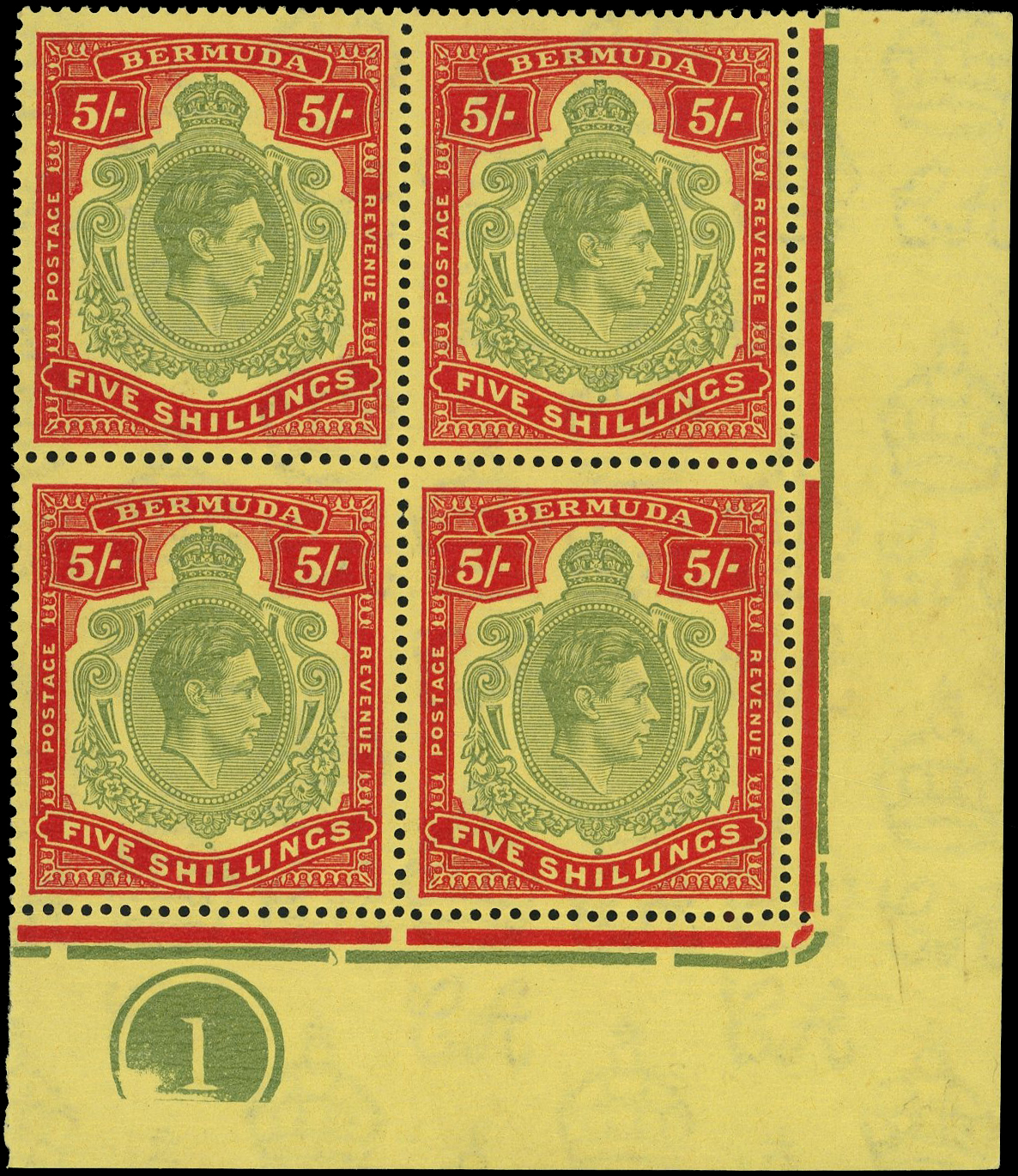 Bermuda SG 118d, de Plate block mint