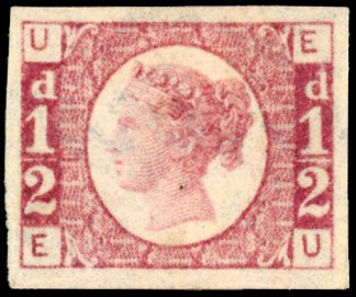 GB 1870-79 ½d Plate 1, imperforate single mint