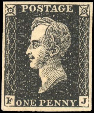 1850 1d 'Prince Consort' essay in black