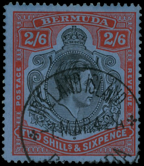 1941 2s6d black and red on grey-blue...