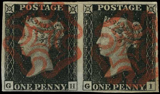 1840 1d black Pl.1b. Very fine used four...