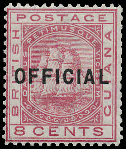 British Guiana 1877 Official 8c rose Ship SG O10 mint