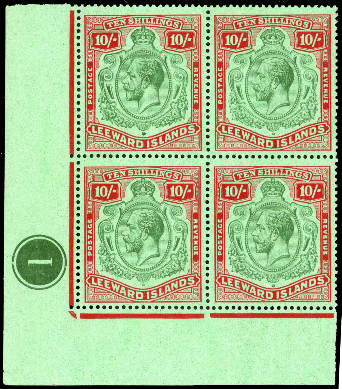 Leeward Islands SG 79 Plate block mint