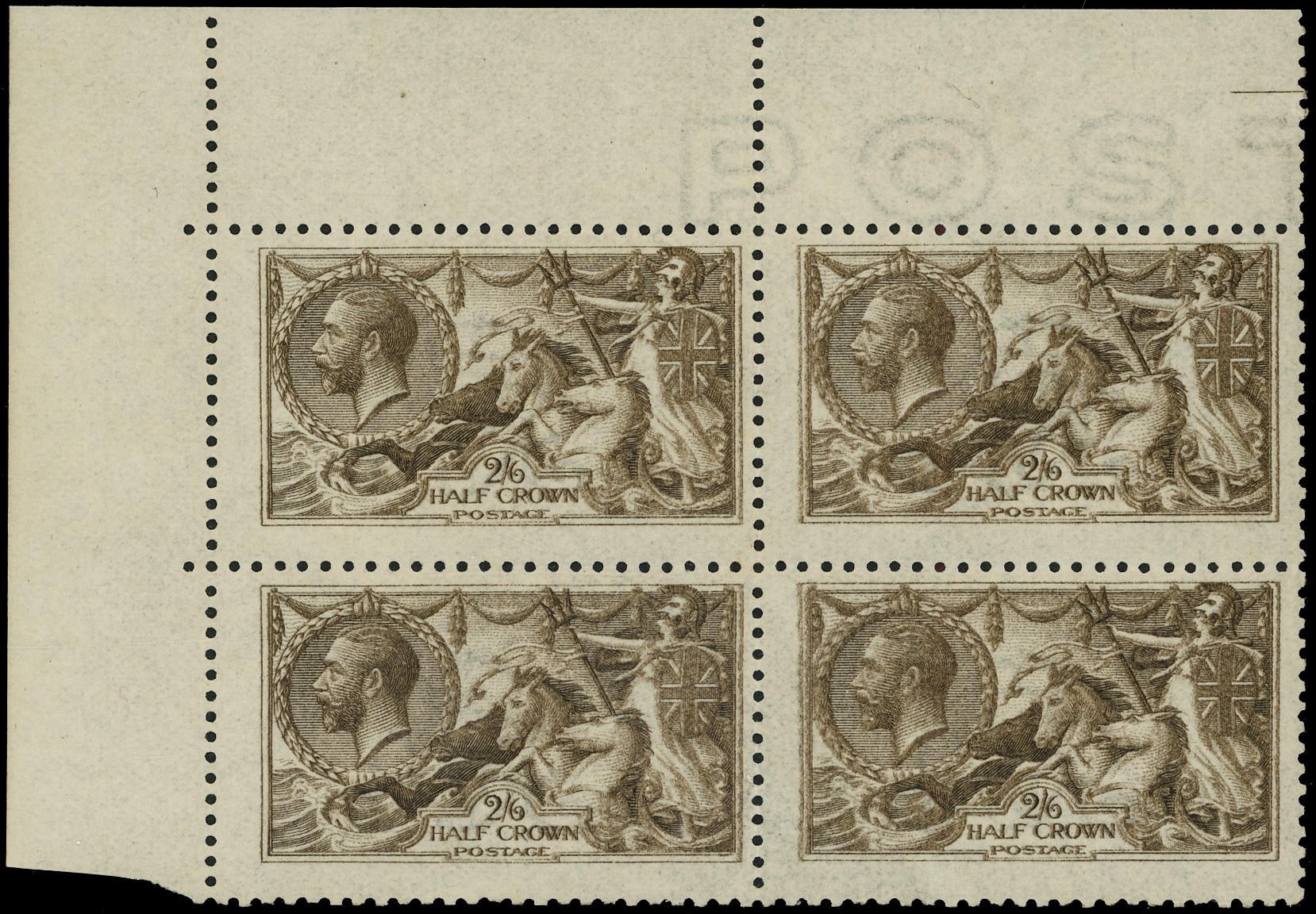 Great Britain 1915-18 2/6d seal brown shade block of four U/M SG...